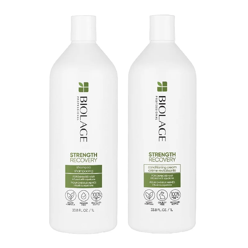 Flexible hold hairspray-Biolage Strength Recovery Shampoo and Conditioner 33.8 oz DUO