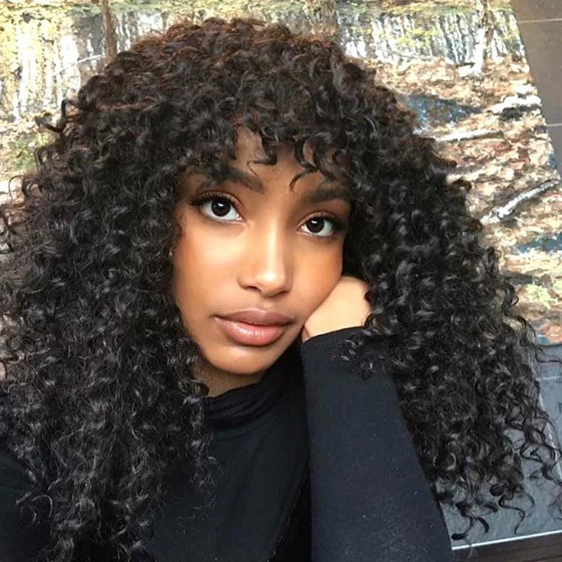 real person hair ring zodiac-Short Curly Wig With Bangs Human Hair Lace Front Wig Surprisehair