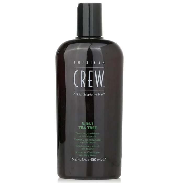 Hair detangler-American Crew Men 3-IN-1 Tea Tree Shampoo, Conditioner and Body Wash 450ml/15.2oz