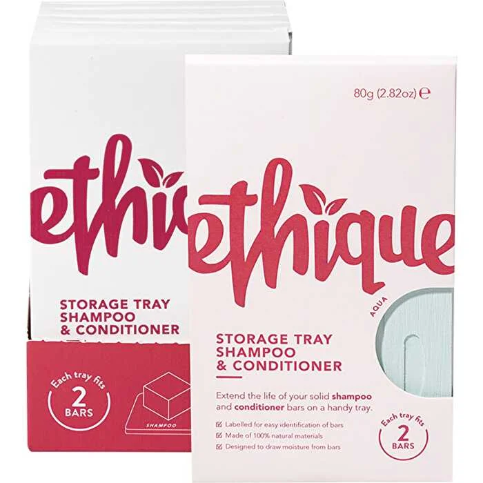 Hair primer-Ethique Storage Tray Shampoo & Conditioner Aqua x6