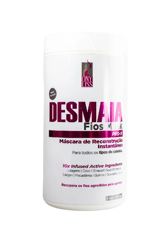 Natural hair care for hair volume-Desmaia Fios Hair Faints Instant Reconstruction 10x Active Mask 1Kg - Ony Liss