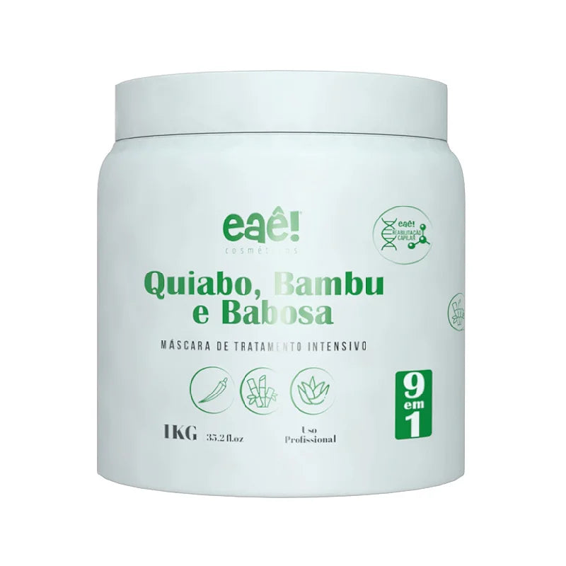 Hair care for wavy hair-Eaê Cosmetics Okra Bamboo Aloe Treatment Mask 1kg / 35.27 fl oz