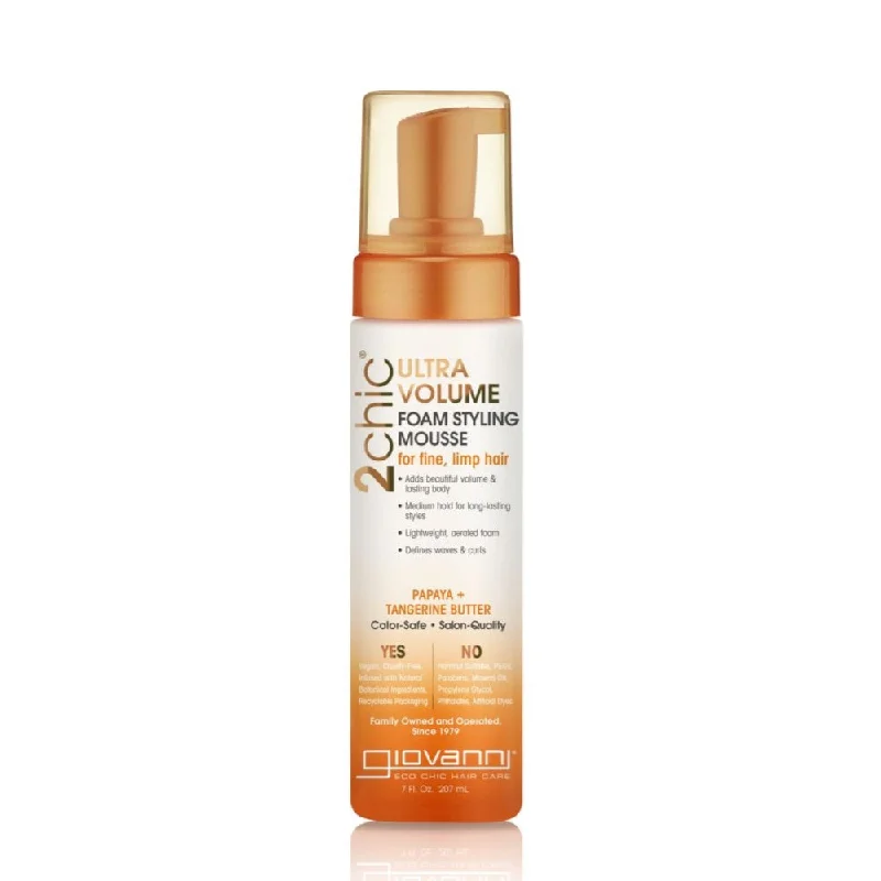 Hair shaping cream-GIOVANNI Organic Styling Mousse - 2chic Ultra-Volume (Fine, Limp Hair) 207ml