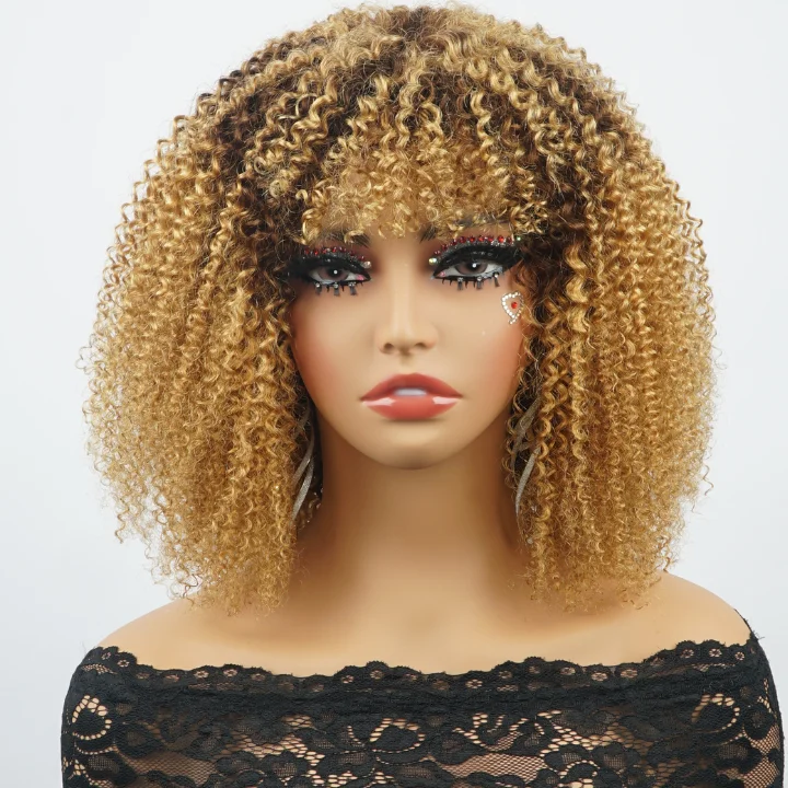 real person hair ring fall-Glueless Brown Ombre Golden  6x4/13x4 Lace Front Curly  Wigs  Human Hair Undetectable Clear Transparent