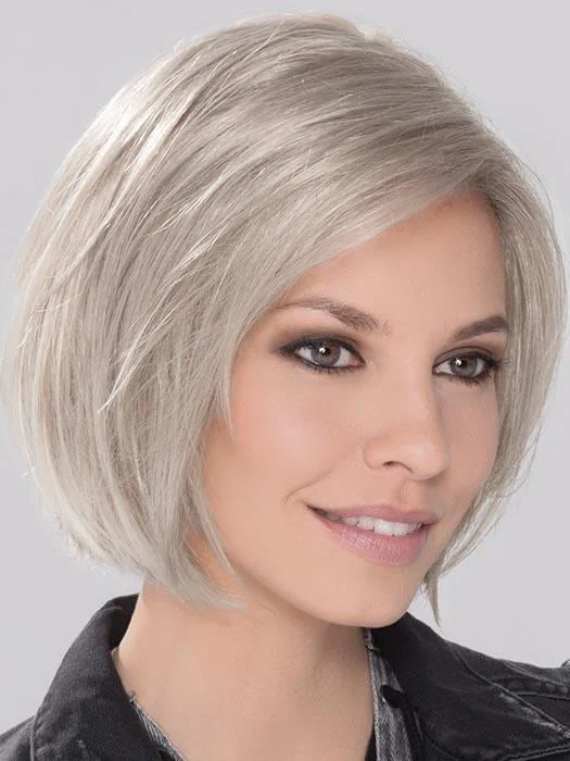 Synthetic wigs for fun nights-Granny Gray Short Bob Straight Lace Part Synthetic Wigs