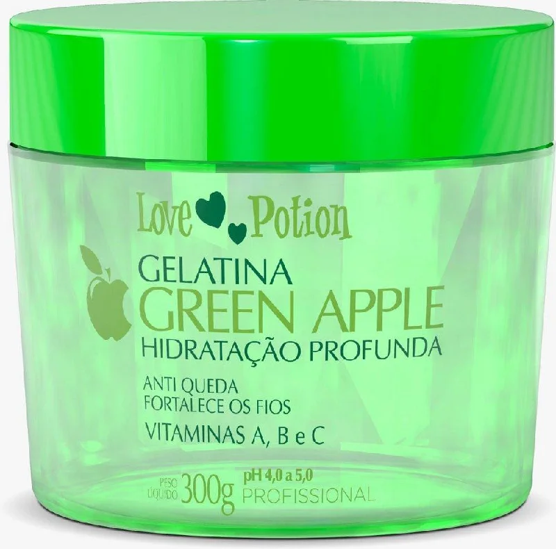 Best hair care for thin hair-Hydrating Gelatine Green Apple Jelly Hair Treatment Mask 300g - Love Potion