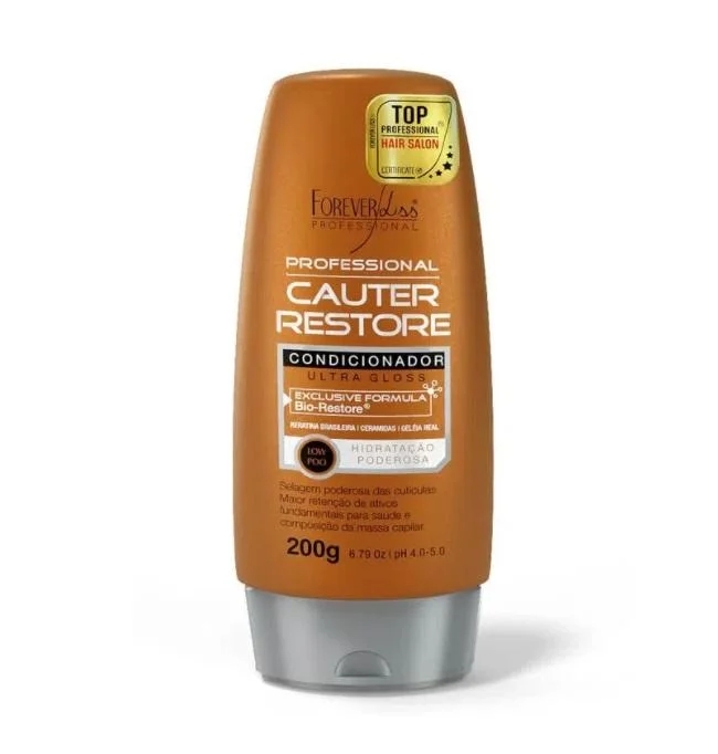 Natural hair care for hair volume-Hair Cauterization Ultra Gloss Bio Cauter Restore Conditioner 200g - Forever Liss