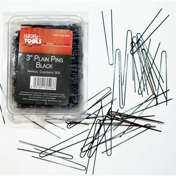 Hair Tools 3” Plain Pins Black (Box Of 500)