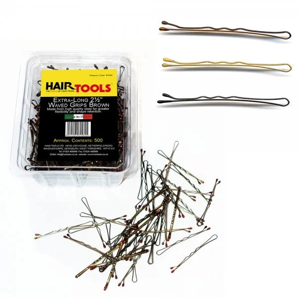 Hair Tools Ex Long 2.5" Waved Grips - Brown (Box 500)