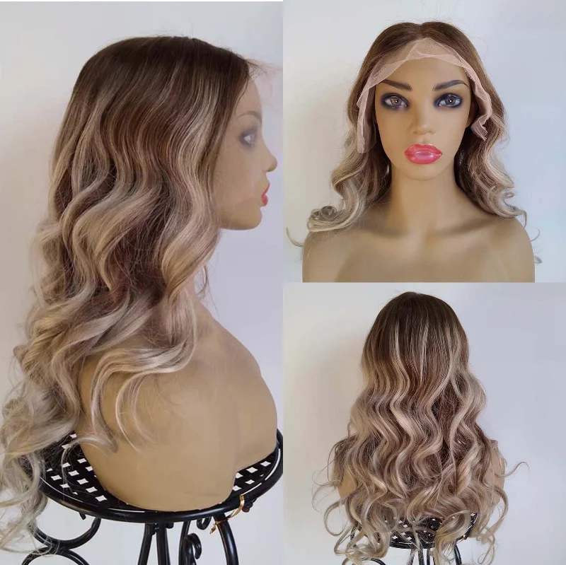 real person hair ring guest-Highlight Lace Front Wig Human Hair Body Wave 13x6 Lace Surprisehair