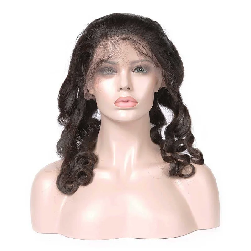 real person hair ring popular-HJ Weave Beauty 360 Lace Frontal Human Hair Loose Wave