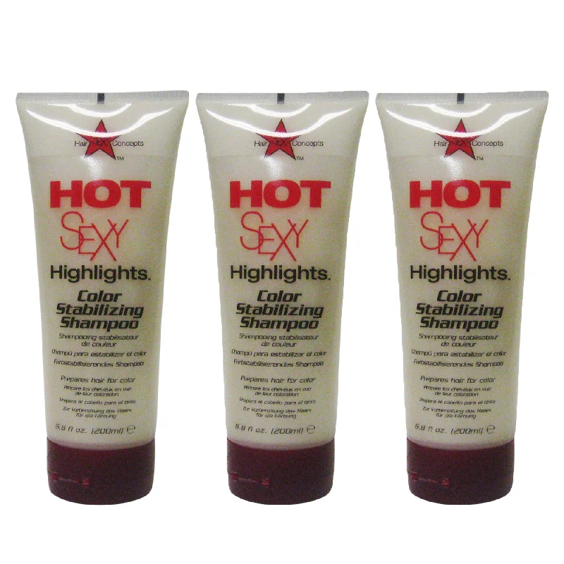 Shine spray-Hot Sexy Highlights Color Stabilizing Shampoo 6.8 oz Pack of Three