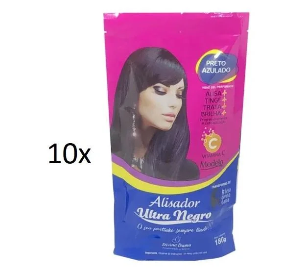 Best hair care for hair hydration-Lot of 10 Ultra Dark Straightening Blue Bluish Black Henna 180g - Divina Dama