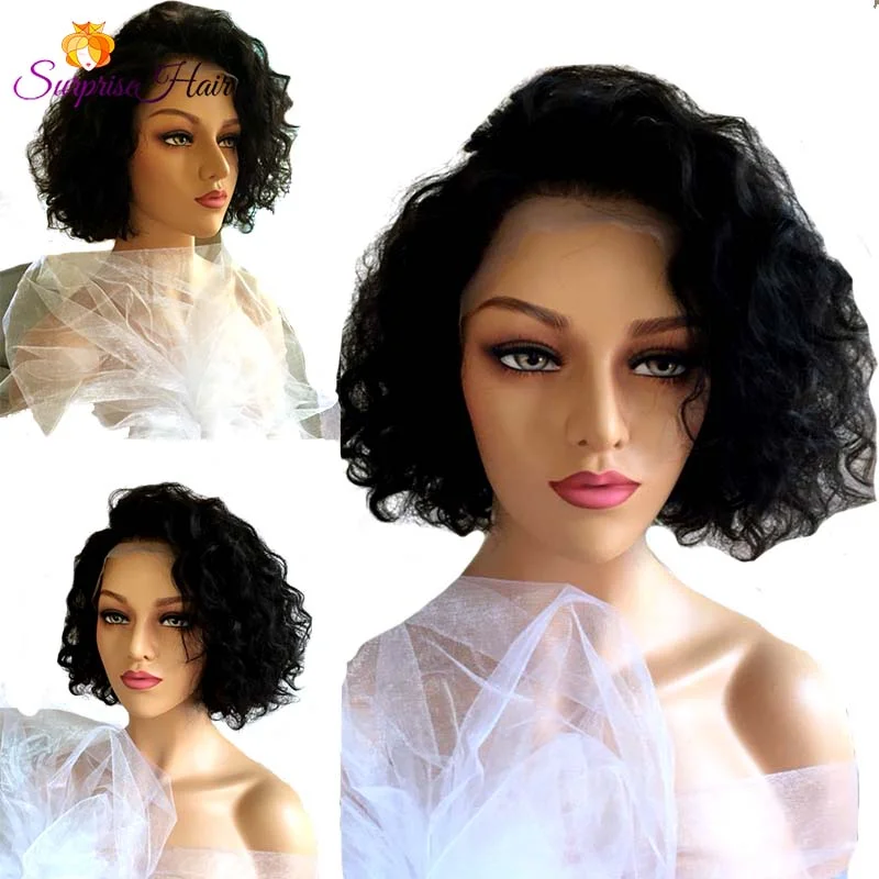 real person hair ring gothic-Middle Length Wave Bob Lace Wig Human Hair for Black women