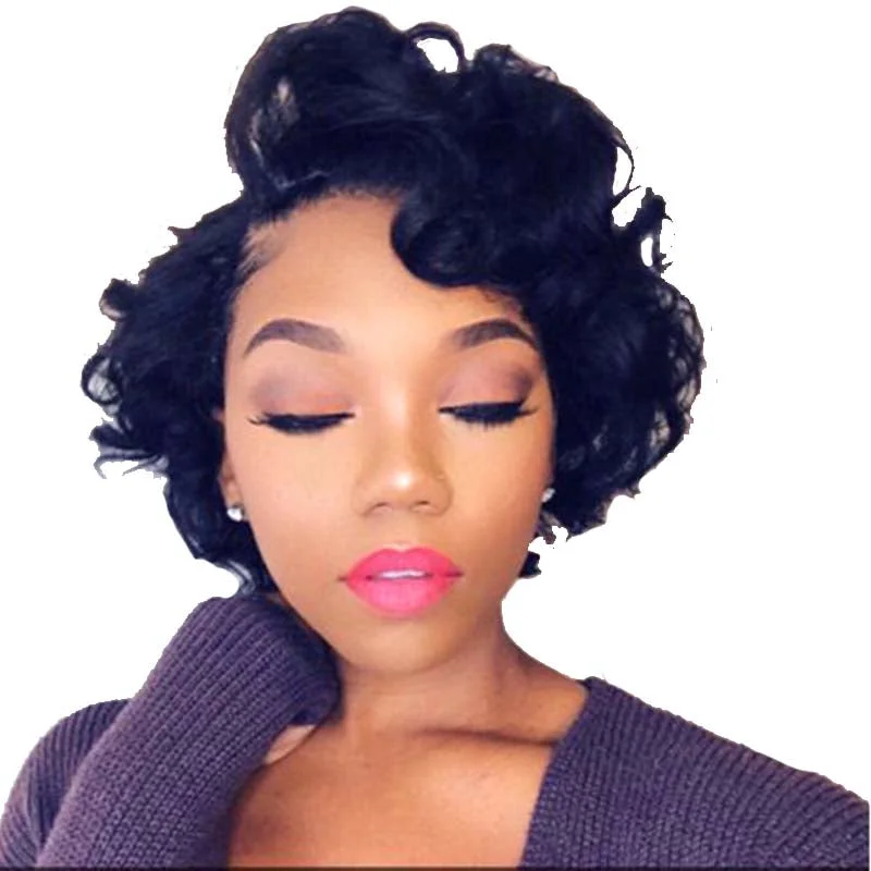 real person hair ring unboxing experience-Natural Curl Pixie Cut Wig Virgin Human Hair Short Lace Frontal Wig