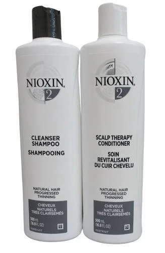 Dry shampoo-Nioxin System 2 Cleanser Shampoo and Scalp Therapy Conditioner Duo 16.9 oz each