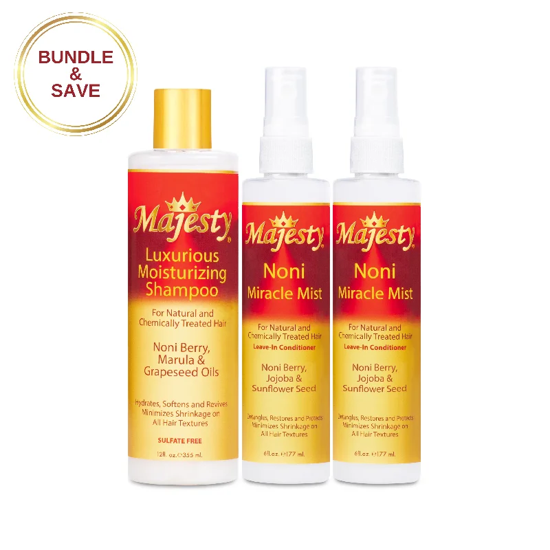 Heat protectant spray-Noni Miracle Mist and Moisturizing Shampoo Bundle