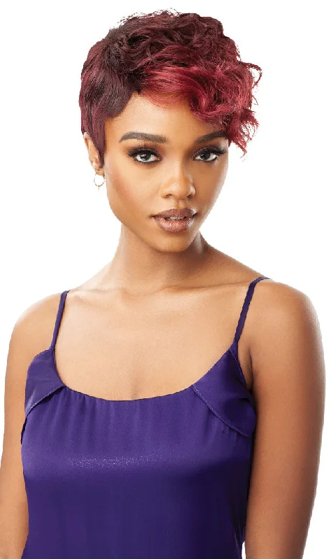 Synthetic wigs for themed parties-OUTRE DUBY WIG CLIPPER CUT  BODY CURL 100% HUMAN HAIR