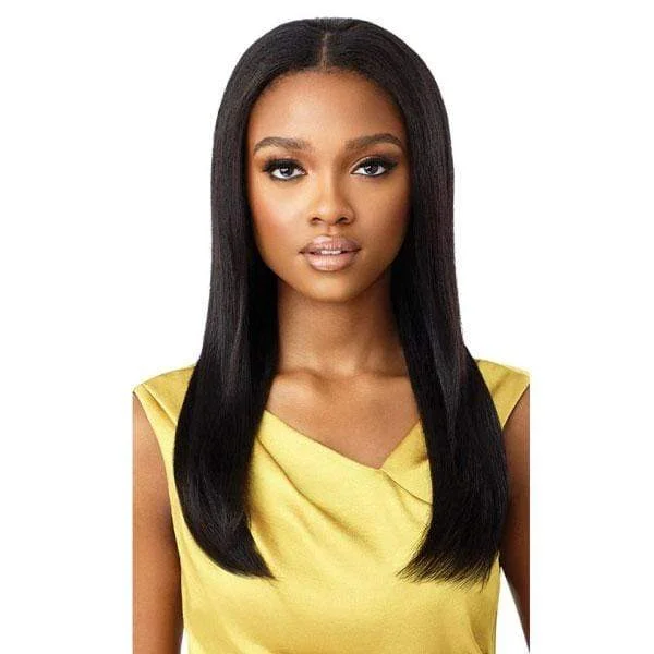 real person hair ring formal-Outre Mytresses Gold Label 100% Human Hair U-Part Cap Wig - BRAZILIAN STRAIGHT 20"