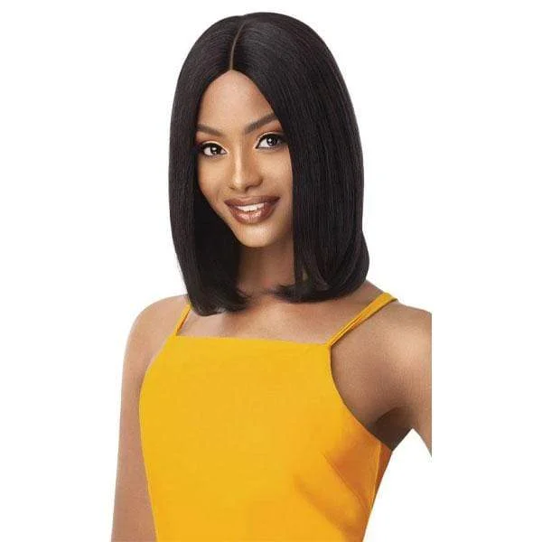 real person hair ring trend-Outre The Daily Wig 100% Human Hair Wet & Wavy Wig - LAYER BOB 16"