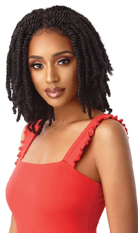 Synthetic wigs for performances-Outre X-Pression | Twisted Up 4X4 Lacefront Wig | Straight Bomb Twist 14"