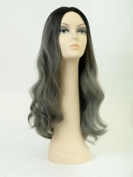 Synthetic wigs for gaming cosplay-Premium Synthetic Curly JKCJ-14 Grey