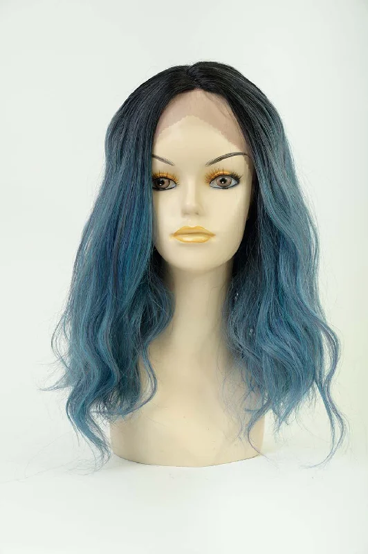 Synthetic wigs with bouncy curls-Premium Synthetic Curly JKCL-9 Blue