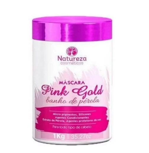 Hair care for weak damaged hair-Professional Brazilian Hair Treatment Pink Gold Pearl Bath Mask 1Kg - Natureza