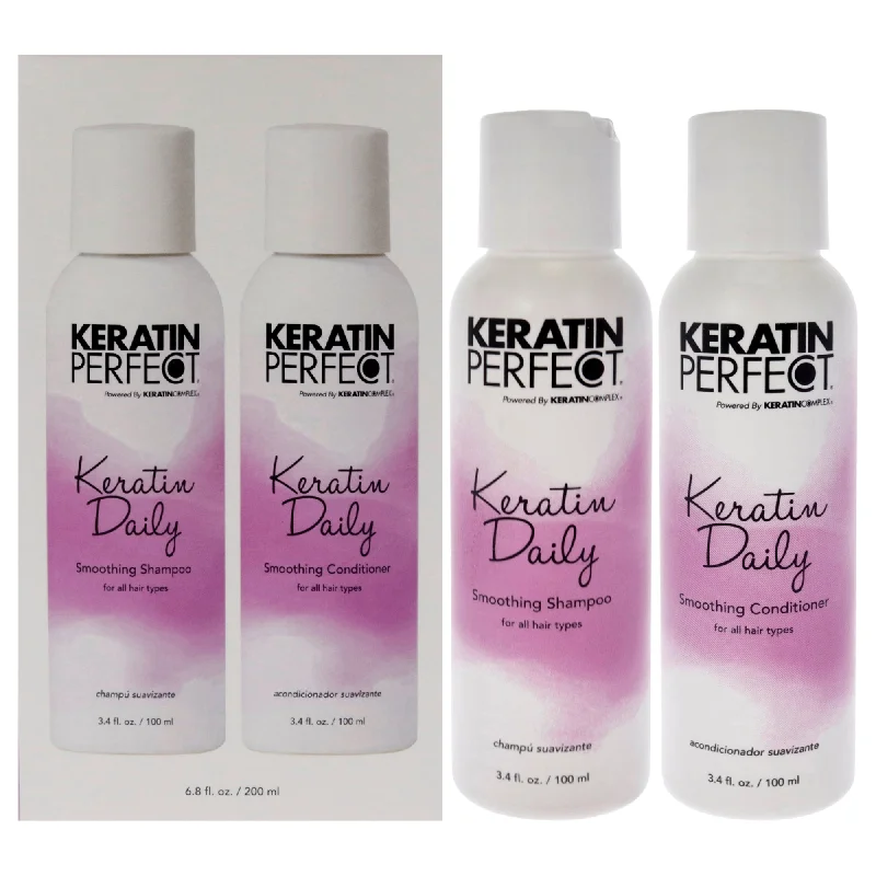 Smoothing lotion-Keratin Perfect Keratin Daily Duo by Keratin Perfect for Unisex - 2 Pc 3.4oz Shampoo, 3.4oz Conditioner