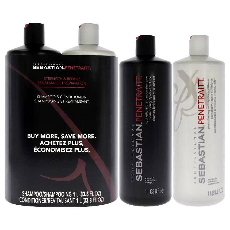 Setting spray-Sebastian Penetraitt Strength and Repair Duo by Sebastian for Unisex - 2 Pc 33.8oz Shampoo, 33.8oz Conditioner