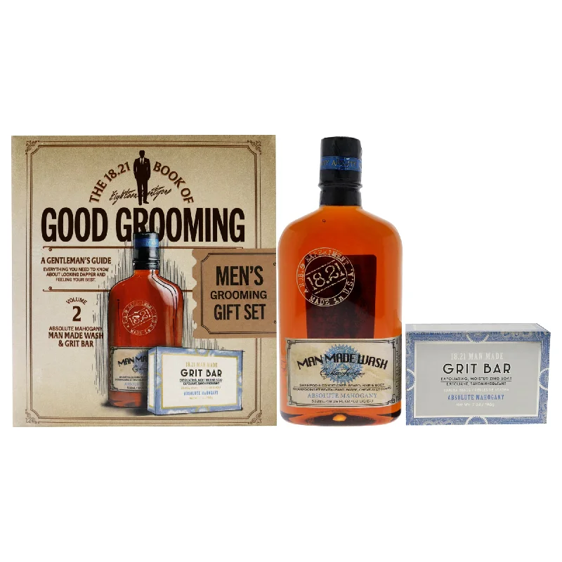 Color remover-18.21 Man Made Book of Good Grooming Volume 2 Set - Absolute Mahogany by 18.21 Man Made for Men - 2 Pc 18oz Man Made Wash 3-In-1 Shampoo, Conditioner and Body Wash, 7oz Grit Bar