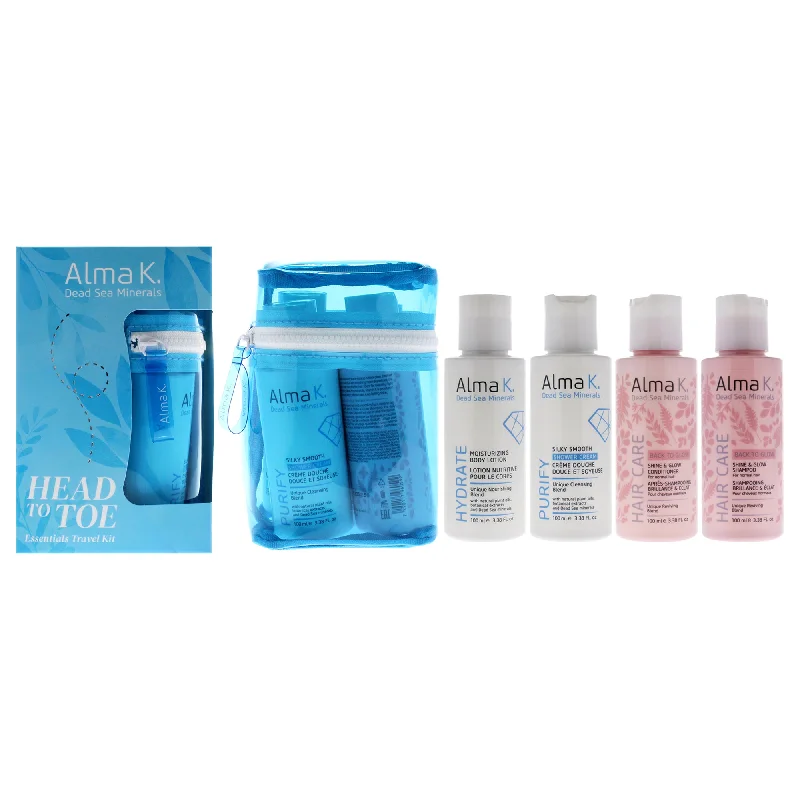 Toner-Alma K Head to Toe Essentials Travel Kit by Alma K for Women - 4 Pc 3.38oz Moisturizing Body Lotion, 3.38oz Silky Smooth Shower Cream, 3.38oz Shine and Glow Shampoo, 3.38oz Shine and Glow Conditioner