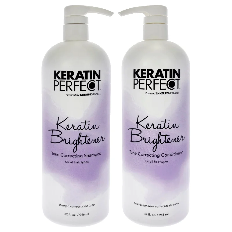 Hair thickener-Keratin Perfect Keratin Brightener Kit by Keratin Perfect for Unisex - 2 Pc Kit 32oz Shampoo, 32oz Conditioner