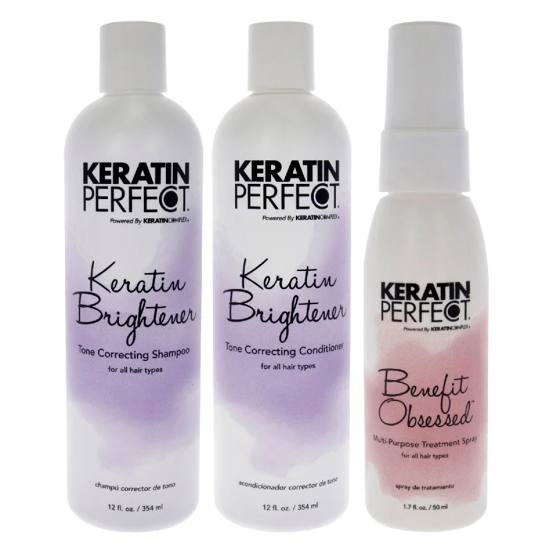 Clarifying shampoo-Keratin Perfect Keratin Brightener Kit by Keratin Perfect for Unisex - 3 Pc 12 oz Shampoo, 12oz Conditioner, 1.7oz Benefit Obsessed Treatment