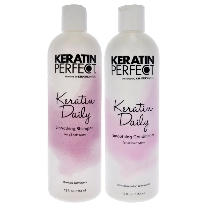 Shine spray-Keratin Perfect Keratin Daily Kit by Keratin Perfect for Unisex - 2 Pc Kit 12oz Shampoo, 12oz Conditioner