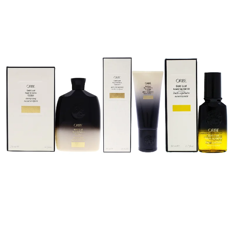 Developer-Oribe Gold Lust Kit by Oribe for Unisex - 3 Pc Kit 8.5oz Repair and Restore Shampoo, 6.8oz Repair and Restore Conditioner, 1.7oz Nourishing Hair Oil