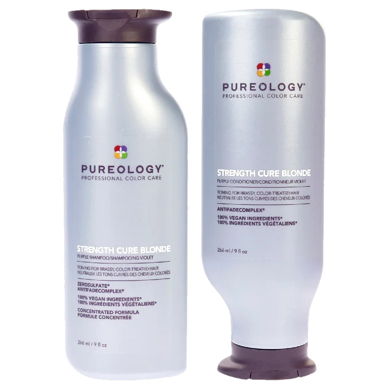 Scalp scrub-Pureology Strength Cure Best Blonde Shampoo and Conditioner Kit by Pureology for Unisex - 2 Pc Kit 9oz Shampoo, 9oz Conditioner