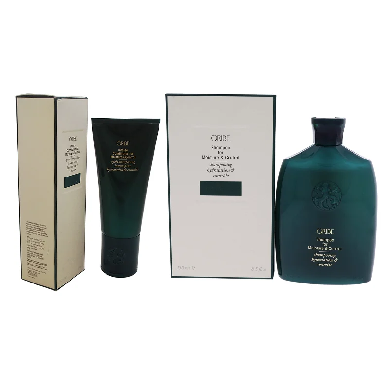 Hair oil-Oribe Shampoo and Intense Conditioner for Moisture Control Kit by Oribe for Unisex - 2 Pc Kit 8.5oz Shampoo, 6.8oz Conditioner