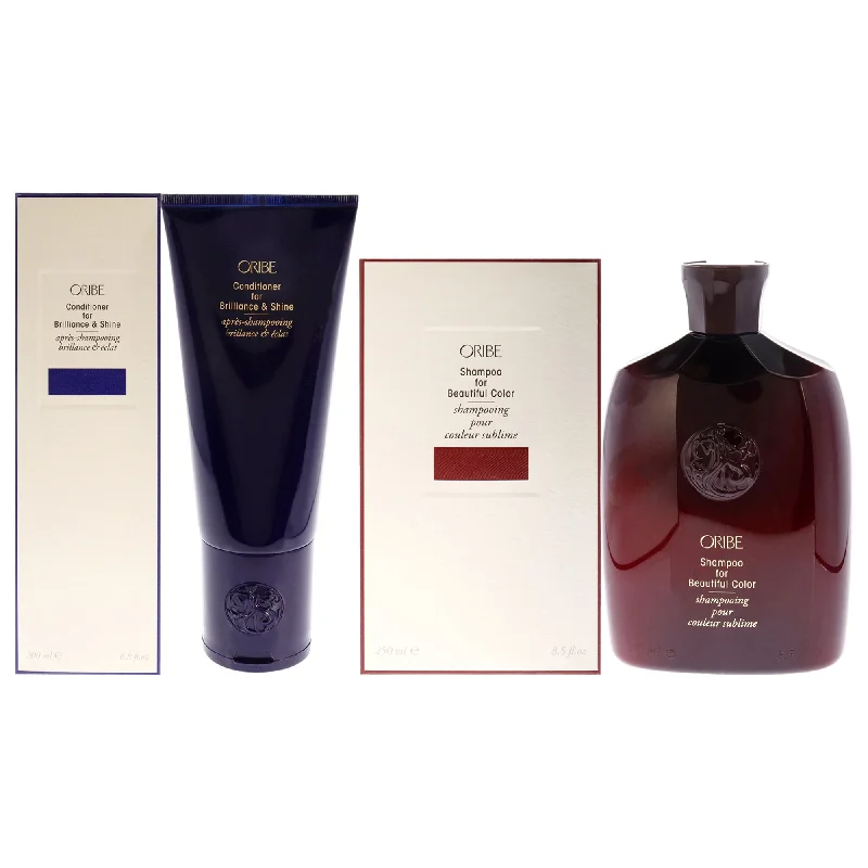 Repairing hair mask-Oribe Conditioner for Brilliance and Shine and Shampoo For Beautiful Color Kit by Oribe for Unisex - 2 Pc Kit 6.8oz Conditioner, 8.5oz Shampoo