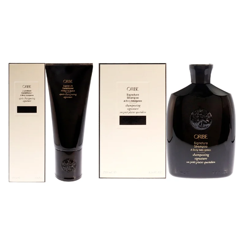 Edge control gel-Oribe Signature Shampoo and Signature Conditioner Kit by Oribe for Unisex - 2 Pc Kit 8.5oz Shampoo, 6.8oz Conditioner