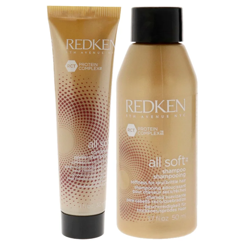 Dry shampoo-Redken All Soft Shampoo and Conditioner Kit by Redken for Unisex - 2 Pc Kit 1.7oz Shampoo, 1oz Conditioner