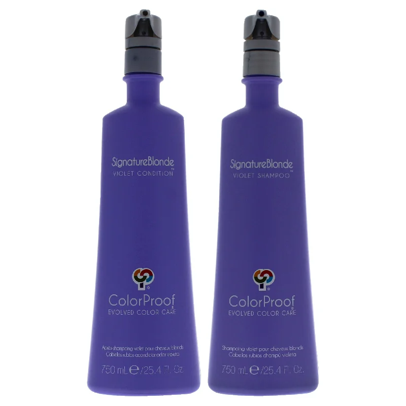 Blowout spray-ColorProof Signature Blonde Violet Shampoo and Conditioner Kit by ColorProof for Unisex - 2 Pc Kit 25.3oz Shampoo, 25oz Conditioner