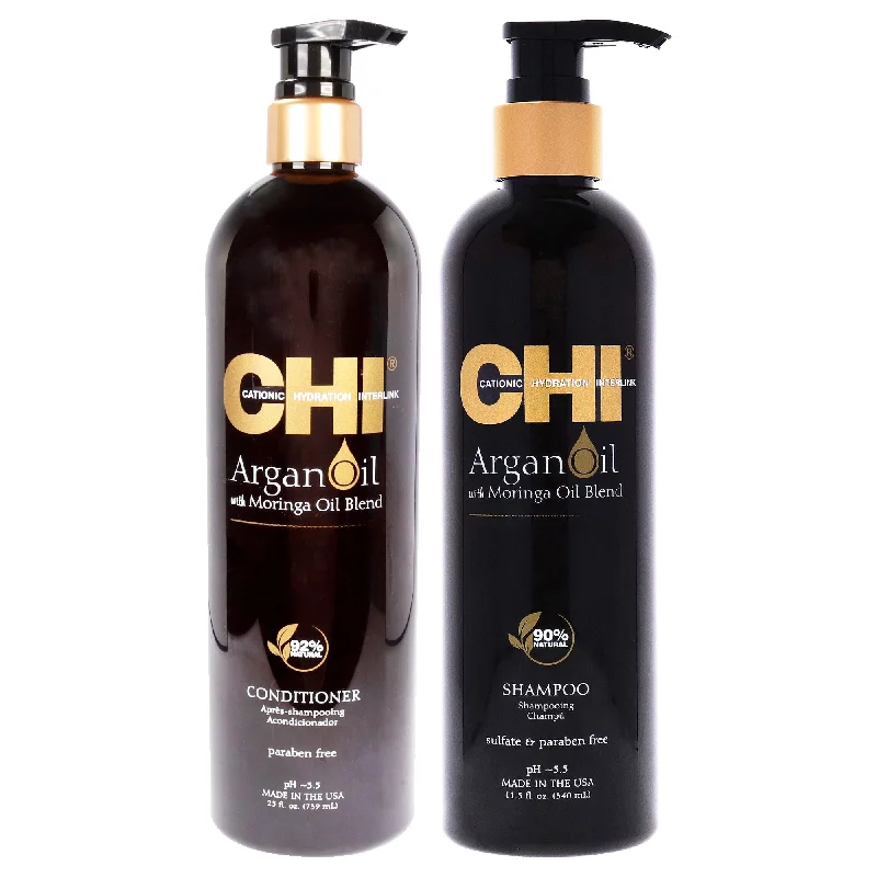 Volumizing spray-CHI Argan Oil With Moringa Oil Blend Shampoo and Conditioner Kit by CHI for Unisex - 2 Pc Kit 11.5oz Shampoo, 25oz Conditioner