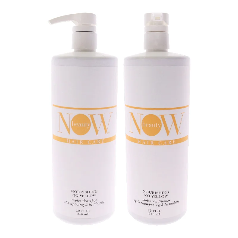 Hair dye-NOW Beauty No Yellow Shampoo and Conditioner Kit by NOW Beauty for Unisex - 2 Pc Kit 32oz Shampoo, 32oz Conditioner