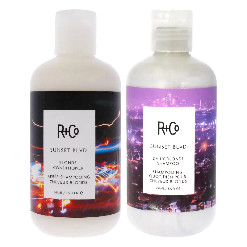 Hair detangler-R+Co Sunset Blvd Blonde Shampoo and Conditioner Kit by R+Co for Unisex - 2 Pc Kit 8.5oz Shampoo, 8.5oz Conditioner