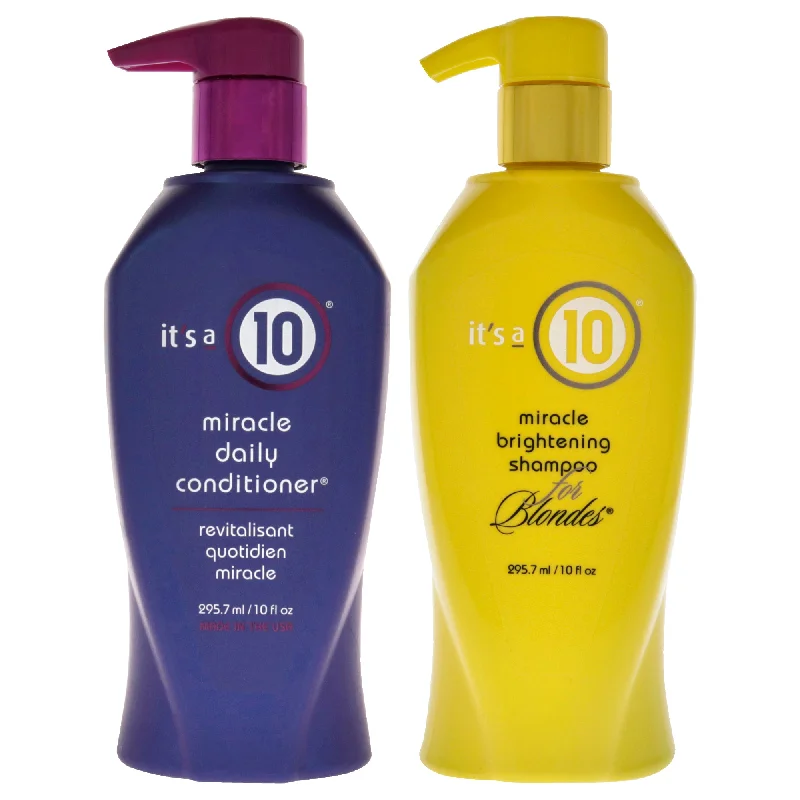 Texturizing spray-It's A 10 Miracle Brightening Shampoo For Blondes and Miracle Daily Conditioner Kit by Its A 10 for Unisex - 2Pc 10oz Shampoo, 10oz Conditioner