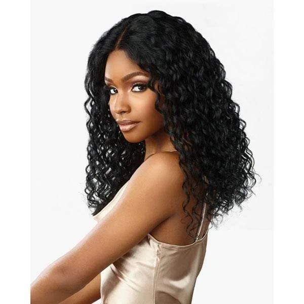 real person hair ring label-Sensationnel 100% Virgin Human Hair 12A 13X4 Frontal HD Lace Wig - NATURAL DEEP 18"