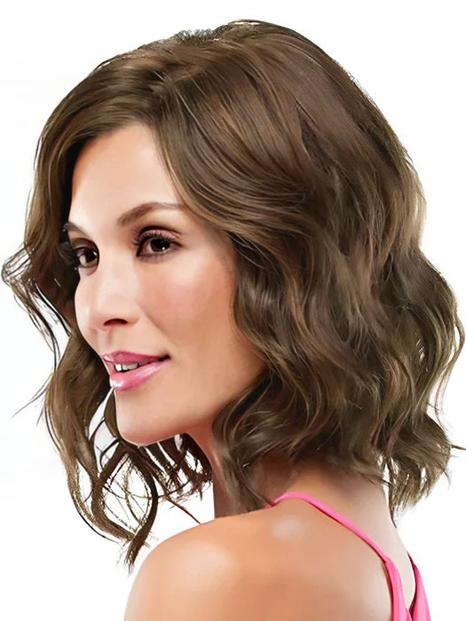 Synthetic wigs with volume boost-Clear Short Bob Wavy Curly Brown Synthetic Wigs(Mono Part)