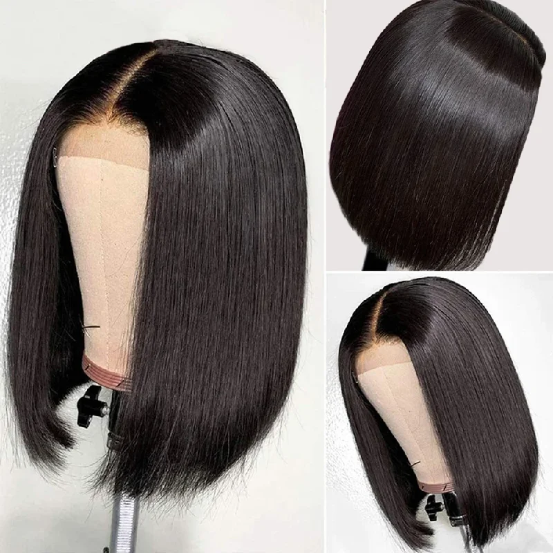 real person hair ring playful-Bob Wig 13*4/4*4 Human Hair Lace Front Short Straight Wigs-Amanda Hair