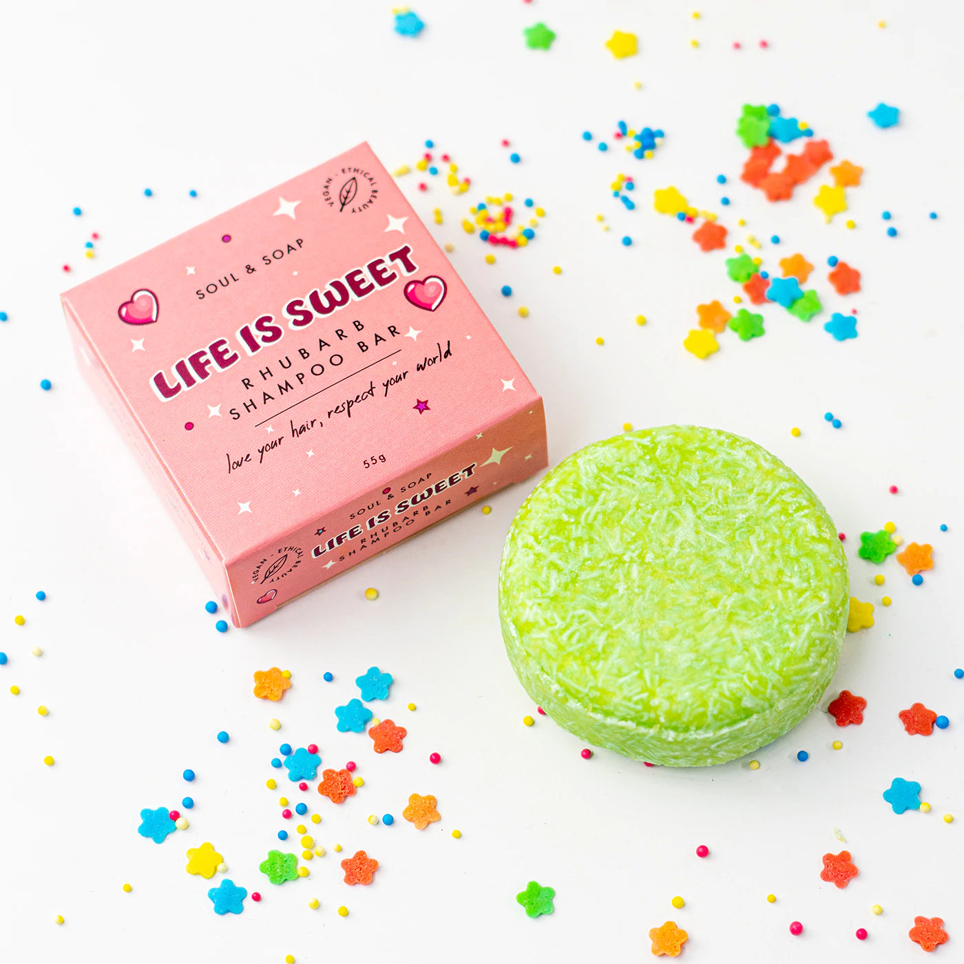 Hair dye-Soul & Soap - Life Is Sweet Vegan Rhubarb Shampoo Bar